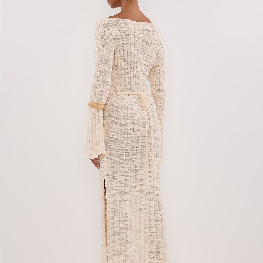 DISSH Cream Knit Maxi Dress. NWT. All Cotton. Left Side Slit. Fits as US8 - Picture 5 of 10
